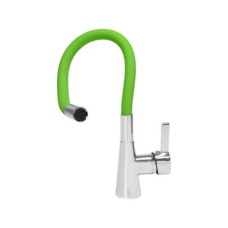 KITCHEN FAUCET WITH GREEN FLEXIBLE SPOUT