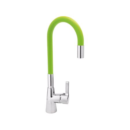 KITCHEN FAUCET WITH GREEN FLEXIBLE SPOUT