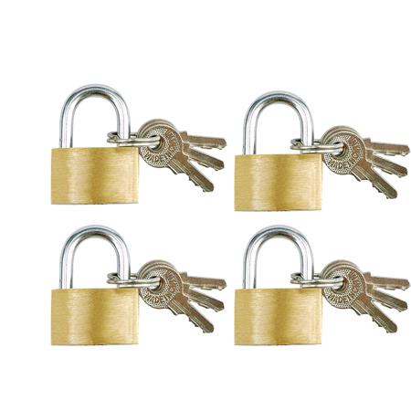 PLATED BRASS PADLOCK SET 4PCS 25MM
