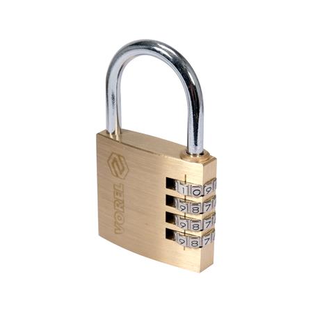 PADLOCK WITH 4 RING COMBINATION LOCK.