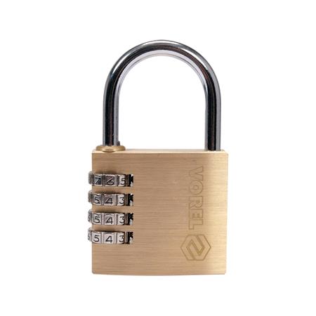 PADLOCK WITH 4 RING COMBINATION LOCK.