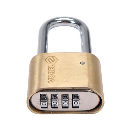 PADLOCK WITH 4 RING COMBINATION LOCK.