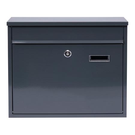 Wall Mounted Steel Post Box   Grey 