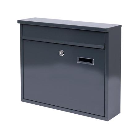 Wall Mounted Steel Post Box   Grey 
