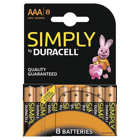 Duracell Simply AAA Batteries   Pack of 8