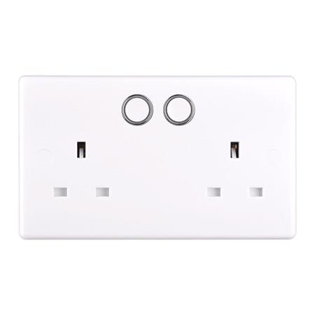 BG Electrical Smart Power Socket   Double Switched 13A   White Moulded   Slim Profile