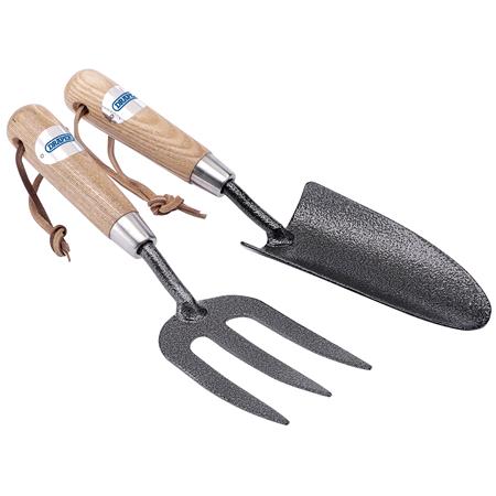 Draper 83776 Carbon Steel Heavy Duty Hand Fork and Trowel Set with Ash Handles (2 Piece)