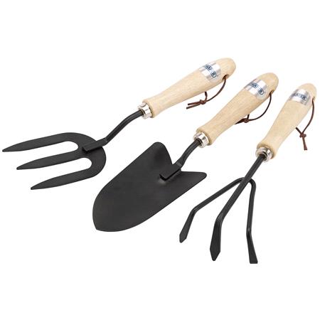 Draper 83993 Carbon Steel Hand Fork, Cultivator and Trowel with Hardwood Handles