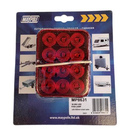 LAMP   10 30V VARIVOLT RED LED FOG & 500mm CABLE DP