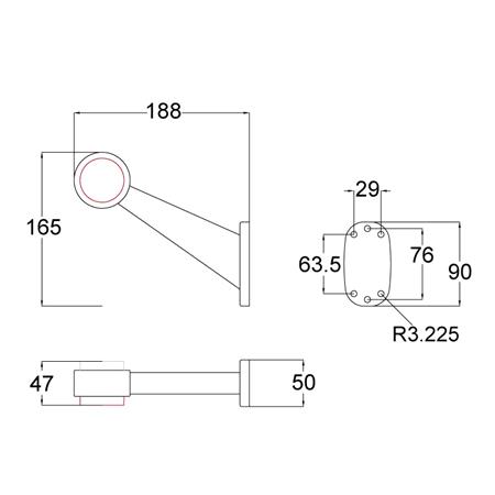 Maypole 10 30V LED Left Hand Red/White 45 Outline Marker and Reflector