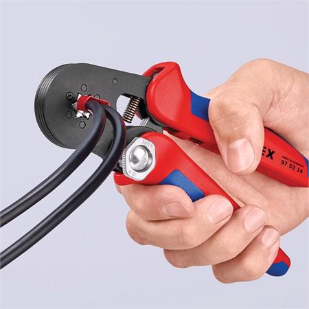 KNIPEX Self  Adjusting Crimping Pliers, 2 x 10 mm², 180mm