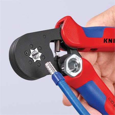 KNIPEX Self  Adjusting Crimping Pliers, 2 x 10 mm², 180mm
