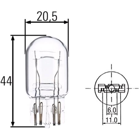 Hella 12V W21/5W W3x16q Capless Bulb   Single
