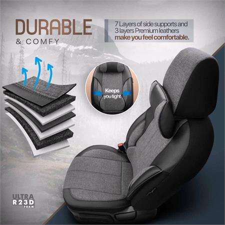 Premium VOYAGER GREY Linen Car Seat Covers With Neck Pillows    For Vauxhall ASTRA Mk III Estate 1991 1998