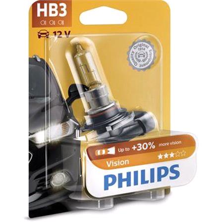 Philips Vision 12V HB3 60W +30% Brighter Bulb   Single