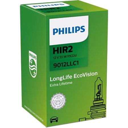 Philips LongLife EcoVision 12V HIR2 55W Bulb   Single