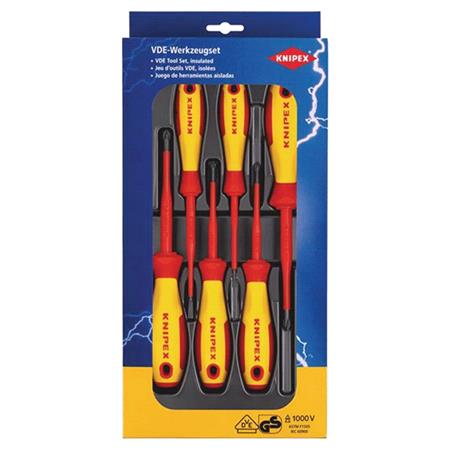 KNIPEX VDE Slotted/Phillips/Pozidriv Screwdriver Set, 6 Parts