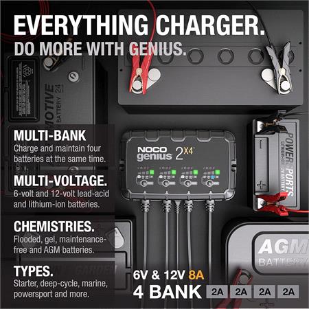 NOCO GENIUS2X4 8A 4 Bank Battery Charger
