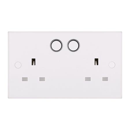 BG Electrical Smart Power Socket   Double Switched 13A   White Moulded   Square Profile