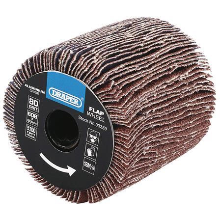 Draper 93359 Aluminium Oxide Flap Wheel, 60 x 60mm, 80 Grit