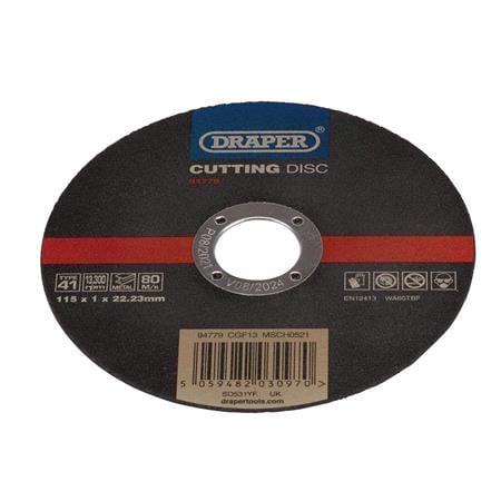 Draper 94779 Stainless Steel/Inox Metal Cutting Disc, 115 x 1 x 22.23mm