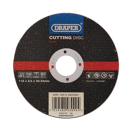 Draper 94781 Flat Stone Cutting Disc, 115 x 2.5 x 22.23mm