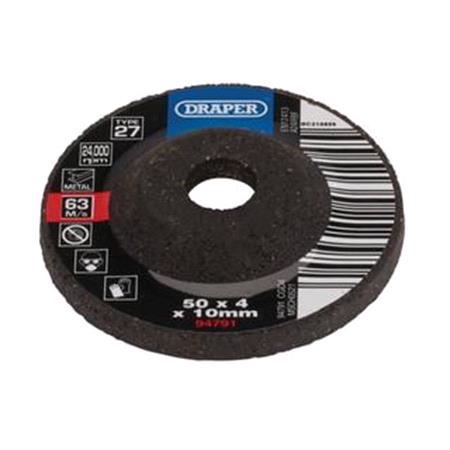 Draper 94791 DPC Metal Grinding Disc, 50 x 4 x 10mm