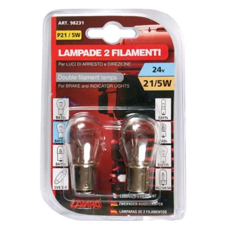 24V Double filament lamp   P21 5W   21 5W   BAY15d   2 pcs    D Blister