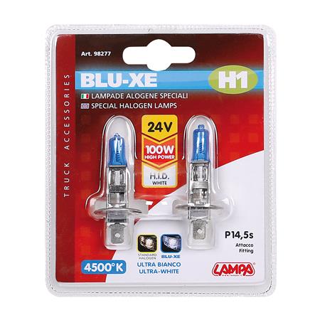 24V Blu Xe halogen lamp   (H1)   100W   P14,5s   2 pcs    D Blister