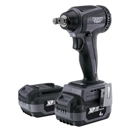 Draper 98962 XP20 20V Brushless 1 2" Impact Wrench (300Nm) with 2 x 4Ah Batteries and Fast Charger