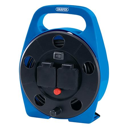 Draper 99294 230V 2 Way Cable Reel with LED Work Light, 10m