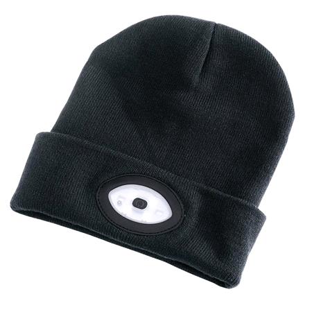 Draper 99521 Beanie Hat with Rechargeable Torch, One Size, 1W, 100 Lumens, Black