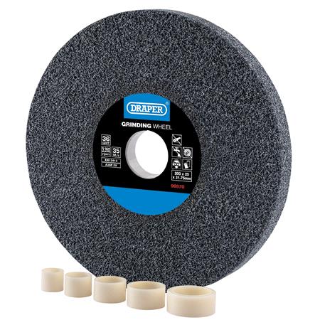 Draper 99570 Aluminium Oxide Bench Grinding Wheel, 200 x 25mm, 36 Grit