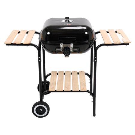 GARDEN BBQ GRILL, LID&SHELFES, 47X47CM