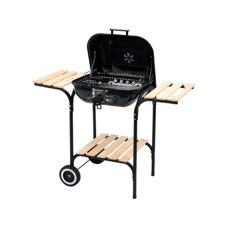 GARDEN BBQ GRILL, LID&SHELFES, 47X47CM