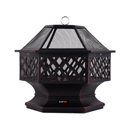 GARDEN STEEL FIRE PIT WITH GRILL 70X60CM