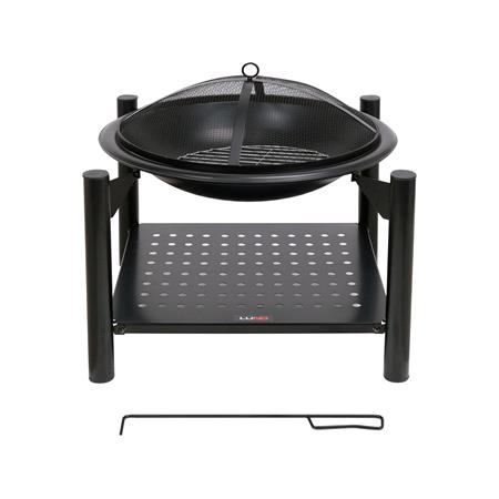 STEEL FIRE PIT W/ LOG STORE 58X58CMX55CM