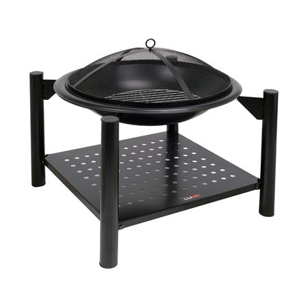 STEEL FIRE PIT W/ LOG STORE 58X58CMX55CM
