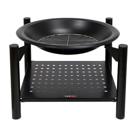 STEEL FIRE PIT W/ LOG STORE 58X58CMX55CM