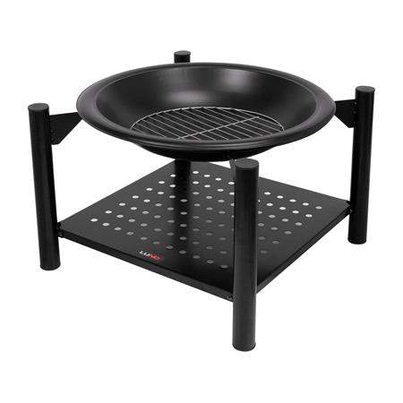 STEEL FIRE PIT W/ LOG STORE 58X58CMX55CM