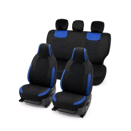 CHAMPION Style Seat Covers with Fixed Headrests (Black/Blue) For Citroen C ZERO 2010 Onwards