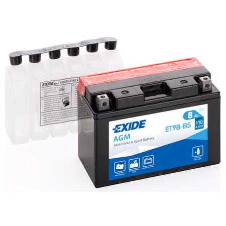 Exide ET9BBS Dry AGM Motorcycle Battery 1 Year Warranty