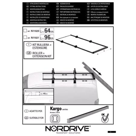 Kargo Roller With Extension Kit For All Nordrive Roof Bars   64 cm