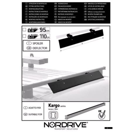 Wind Deflector Kit For Black Steel NorDrive Roof Bars   110cm