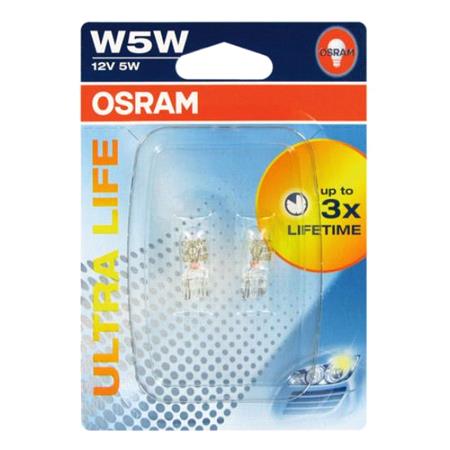 Osram Ultra Life W5W 12V Bulb    Twin Pack for Subaru FORESTER, 2002 2008