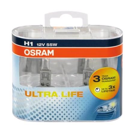 Osram Ultra Life H1 12V Bulb    Twin Pack for Fiat DOBLO, 2010 Onwards