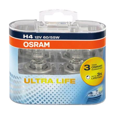 Osram Ultra Life H4 12V Bulb    Twin Pack for Subaru FORESTER, 2002 2008