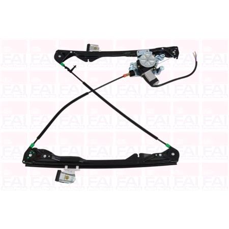 Front Left Electric Window Regulator (with motor) for FORD FOCUS Saloon (DFW), 1999 2005, 2 Door Models, WITHOUT One Touch/Antipinch, motor has 2 pins/wires