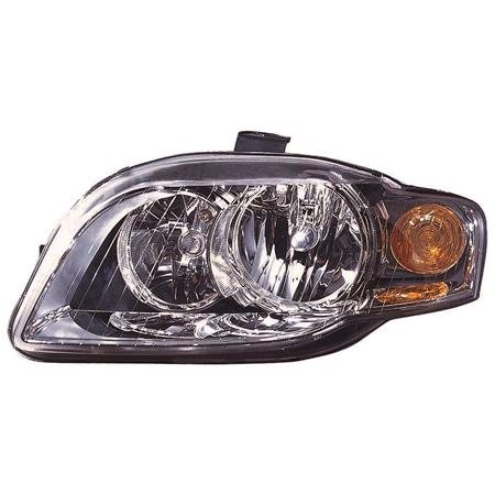 Left Headlamp (With Amber Indicator, Halogen, Takes H7/H7 Bulbs, Original Equipment) for Audi A4 Convertible 2005 2008