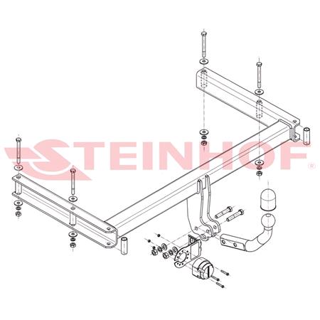 Steinhof Towbar (fixed with 2 bolts) for Audi A4, 2007 2015
